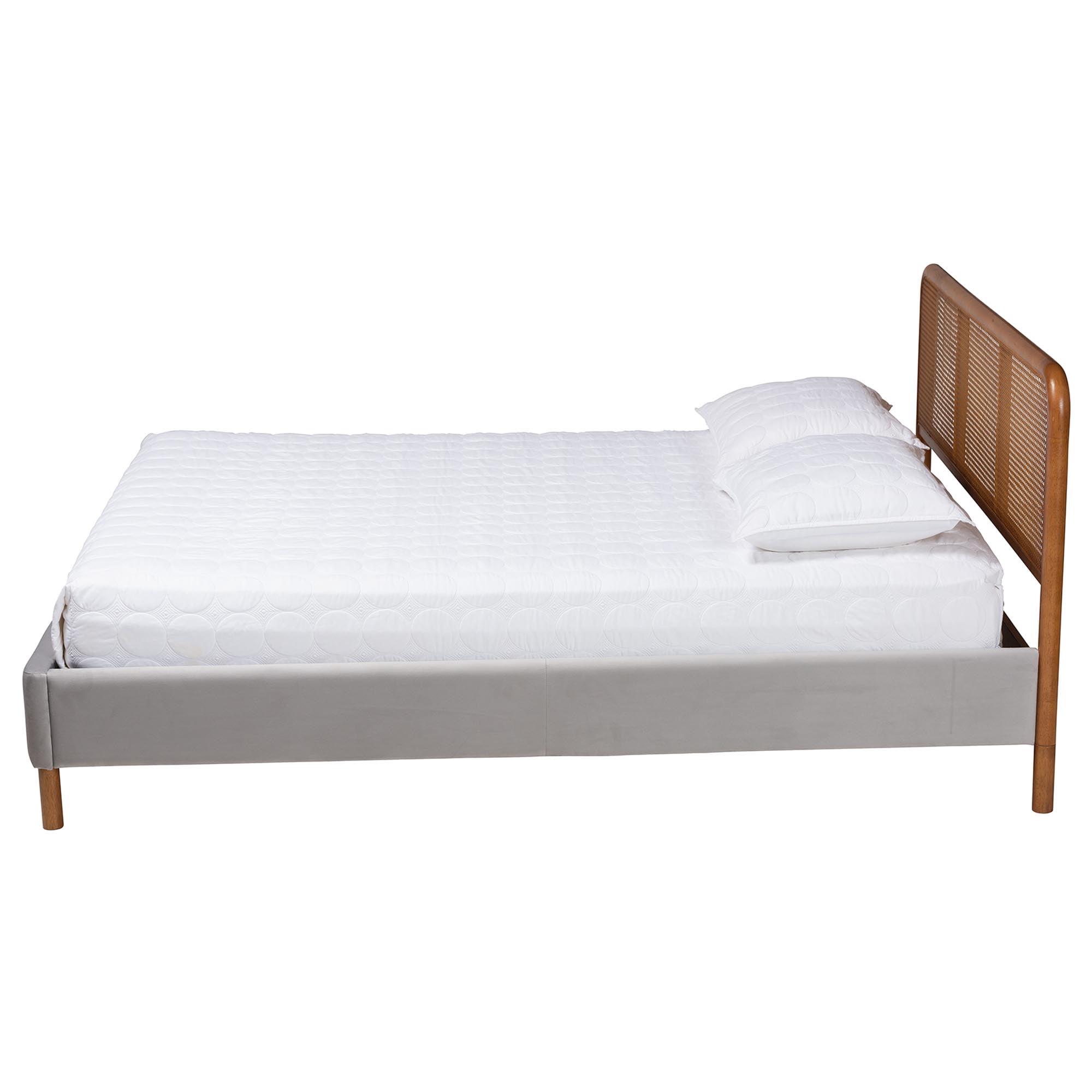 Baxton Studio Rosita Mid-Century Beds (Platform, Queen, Walnut Brown
