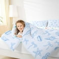 thumbnail image 3 of jejeloiu Blue Ribbon Bows 7-Piece Twin Bedding Sets,Seashell Conch Print Bedding Comforter Set For Girls Boys Reversible, 3 of 7