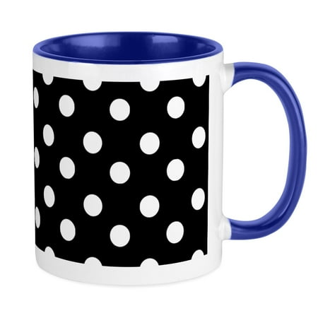 

CafePress - Black And White Polka Dots Pattern Mug - Ceramic Coffee Tea Novelty Mug Cup 11 oz