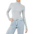 thumbnail image 6 of Women's Thermal Fleece Base Layer Top, Semi-Turtleneck Long Sleeve Shirt, Soft Warm Lining T-Shirt, Comfortable Slim Fit Layering Essential, Autumn Winter Inner Wear Light Ashy XXXXL, 6 of 7