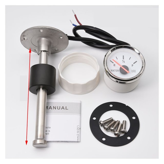 52mm Water Level Gauge With Water Level Sensor 0-190ohm Water Tank Level Meter Sender Unit Sensor For Car Boat ,Easy to Install