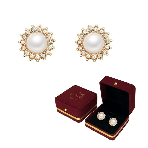 LTS EMIRA Pearl Sunshine Earrings for Women Unique Zirconia Hypoallergenic Sterling Silver Statement Sparkly Cluster Rhinestone Snowflake Stud Earrings Prom Wedding Holiday Fashion Jewelry Gift