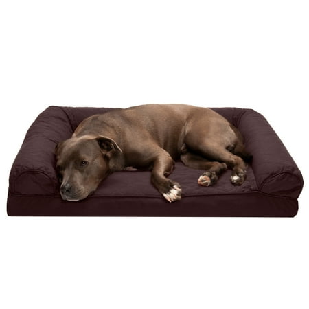 UPC: 0842229124859 | FurHaven Pet Products Quilted Full Support Sofa-Style Pet Bed for Dogs & Cats – Coffee Large
