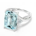 thumbnail image 3 of Gem Stone King 10K White Gold Sky Blue Topaz and Lab Grown Diamond Engagement Ring for Women | 9.79 Cttw | Emerald Cut 14X10MM | Gemstone November Birthstone | Size 5, 3 of 5