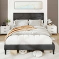 thumbnail image 4 of Costway Queen Size Bed Frame with High Headboard & Wooden Slats No Box Spring Needed, 4 of 10
