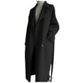 thumbnail image 2 of Baberdicy Women's Mid-Length Wool Trench Coat, Oversize Lapel Belted Blend Jacket for Elegant Outwear , Mid-Length Wool Coat, Belted Trench Overcoat, Petite Winter Jacket Black L, 2 of 4