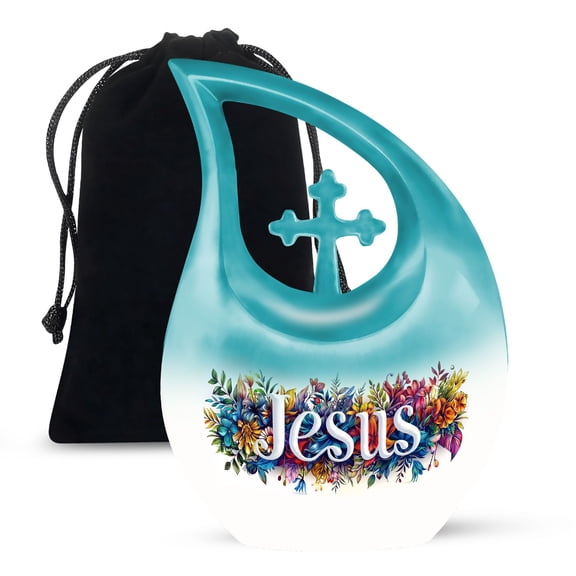 MUKTIVE Jesus Flower Large Urns for Human Ashes Adult Female - Cremation Urn for Human Ashes Adult Male - Decorative Memorial 10 Inch