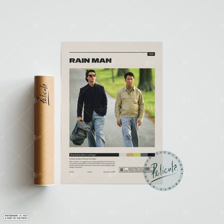 POSTER Rain Man | Barry Levinson | Minimalist Movie Poster | Vintage Retro Art Print | Poster | Wall Art Print | Home Decor | Cult Movie-8x12-UNFRAMED