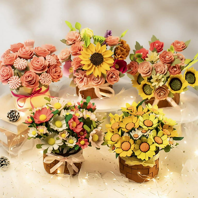 Artificial Chrysanthemum Flowers Flower Craft Kit Make Your Own Flower Bouquet Flowers for Crafts DIY Craft Bouquets Home Wedding Christmas Party