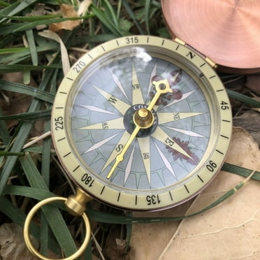 Vintage Copper Pocket Compass Flip Open Waterproof Luminous Hiking Camping Survival Navigation Tool for Outdoors