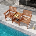 thumbnail image 2 of Gymax Outdoor Patio Loveseat w/ Coffee Table & Umbrella Hole for Garden Poolside, 2 of 9