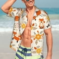 thumbnail image 5 of Lsque Flower Fox pattern Hawaiian Shirt for Men, Unisex Summer Beach Casual Short Sleeve Button Down Shirts-XX-Large, 5 of 9