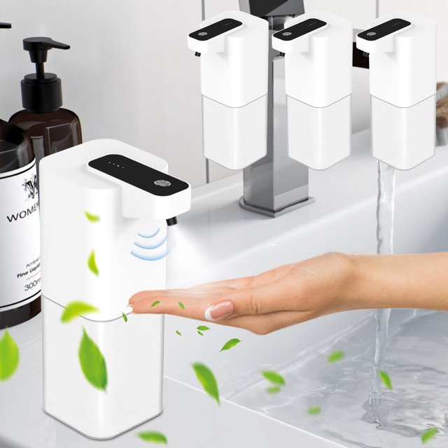 Dispensador automático de jabón sin contacto de 400 ml con sensor de infrarrojos, dispensador de jabón líquido de manos recargable por USB para baño y cocina, contenedor transparente impermeable
