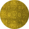 thumbnail image 1 of Ahgly Company Machine Washable Indoor Round Oriental Yellow Industrial Area Rugs, 5' Round, 1 of 4