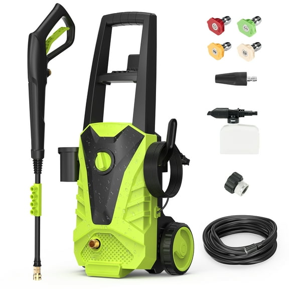 CONCETTA Electric Pressure Washer 2.0 GPM, Power Washer with 6 Nozzles & Foam Cannon for Window, Fence, Patio, Driveway Cleaning,Green