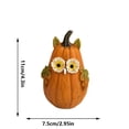 thumbnail image 2 of Handcrafted Resin Owl Pumpkin Figurine with Floral Eyes and Leaf Ears for Fall Halloween Thanksgiving Tabletop Decor Indoor Party Decoration, 2 of 6