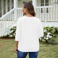 thumbnail image 6 of Women's 3/4 Sleeve Cardigans Solid Color 3/4 Sleeve Hollow Casual Loose Cardigan Tops, 6 of 9