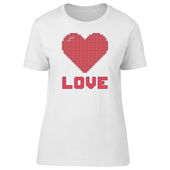Big Red Heart Pixel Art Love T-Shirt Women -Image by Shutterstock, Female Medium