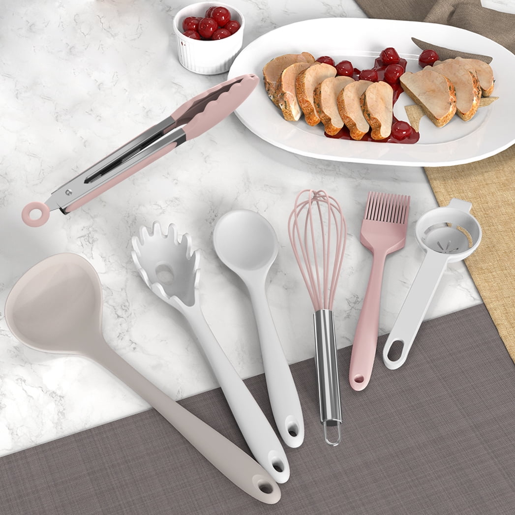 Silicone Cooking Utensils Set - Heat Resistant Kitchen Utensils BPA FREE,Turner Tongs,Spatula,Spoon,Brush,Whisk,Kitchen Utensil Gadgets Tools Set for Nonstick Cookware,Dishwasher Safe (Multi-color)