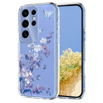 Compatible with Samsung Galaxy S25 Ultra Case Clear with Flower Design, Cute Soft Silicone TPU Floral Aesthetic Women Girls Transparent Protective Shockproof Anti-Scratch Anti-Yellow Phone Cover, A