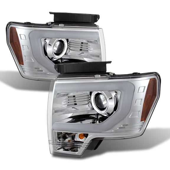 AKKON - For Ford F150 F-150 Pickup Chrome Clear DRL Daylight LED Strip Xenon HID Type Projector Headlights Lamps