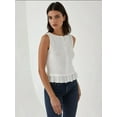 thumbnail image 2 of Textured Crew Neck Blouse with Ruffle Detail, 2 of 5