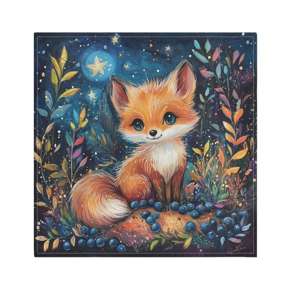 Napkin Satin Napkin 20*20Inchx1 Kitchen Towel Dinner Plate Towel Decorative Towel Napkin Tea Towel Suitable For Kitchen Table Cute Orange Fox
