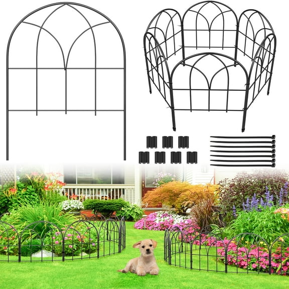 Small 12.55" * 16.53" Decorative Garden Fencing Border, No Dig Fences Barrier, Black Metal Fence, Garden Edging Fence Panel, Dog Fence Outdoor for Yard, Flower Bed (6 PCS)