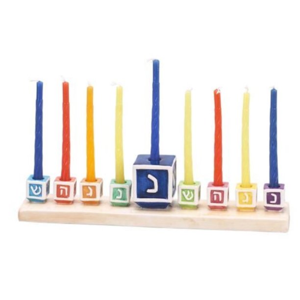 Dreidel Menorah + Free Box of Chanukah Candles