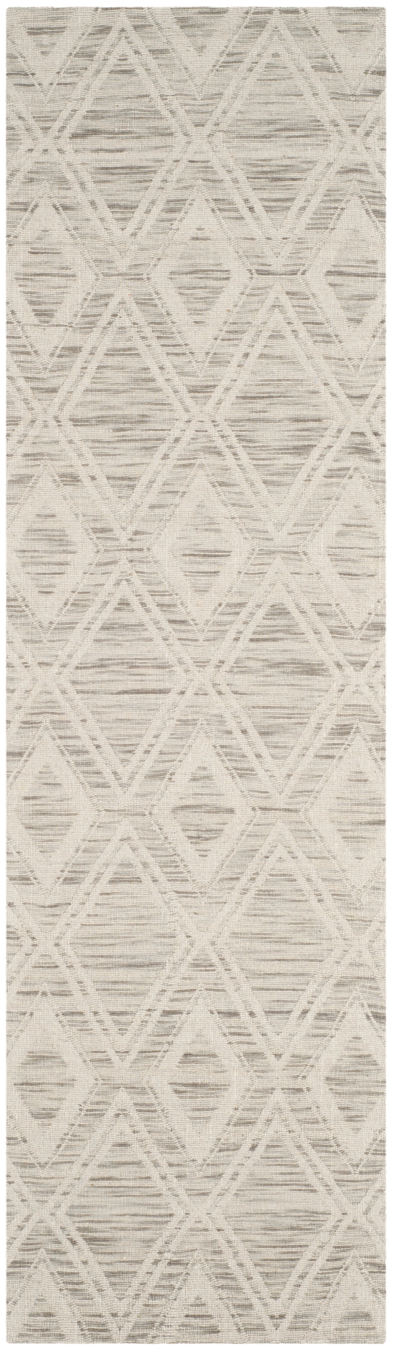 SAFAVIEH Marbella Alicia Geometric Diamonds Wool Runner Rug, Light Brown/Ivory, 2'3" x 6'
