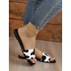thumbnail image 3 of Women Cow Pattern Flat Sandals, Fashion Outdoor Canvas Slide Sandals, 3 of 3