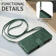 thumbnail image 5 of ELEHOLD for Samsung Galaxy S23 FE Wallet Crossbody Case,Large Capacity Card Slots Zipper Purse Kickstand Function Magnetic Clasp Shoulder Strap Wrist Lanyard Flip Leather Case for Samsung S23 FE,Green, 5 of 6