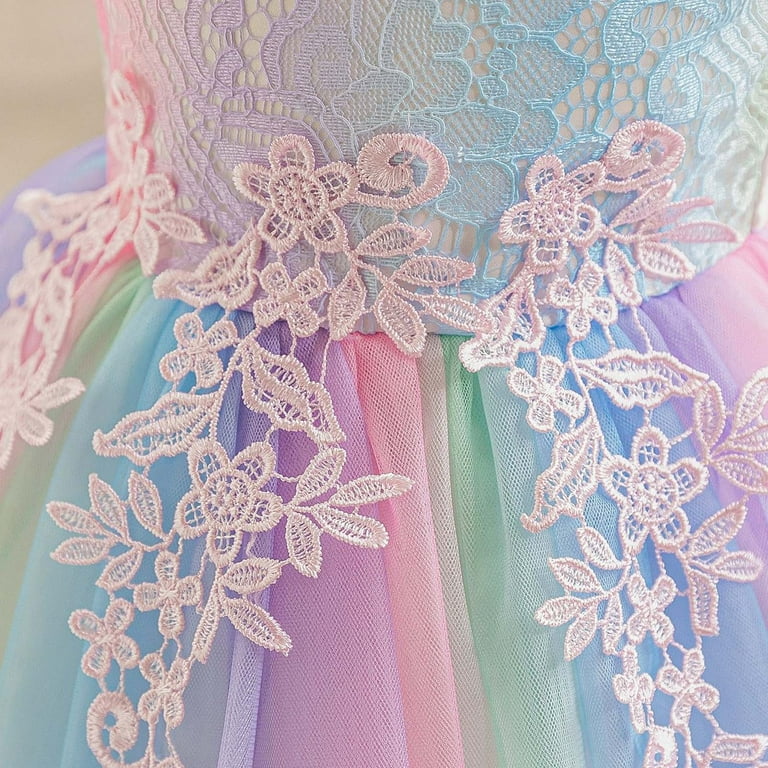 rainbowFam FUN Dressクリームストロベリー Children Flowy Rainbow Dress Candy Rainbow Carnival Dance