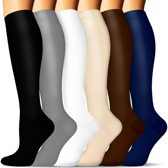 GHSDFBB 6 Pairs Compression Socks for Women & Men Circulation, 20-30mmHg is Best Support for Running,Athletic,Sports