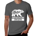 thumbnail image 1 of Camiseta Adventure Awaits Bear ropa de anime para niños ropa vintage blanca camisetas negras para hombres, 1 of 7