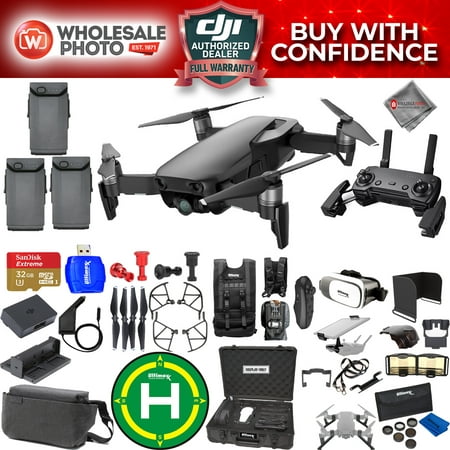 DJI Mavic Air Onyx Pro Fly More Combo Bundle with Aluminum Case, 32GB Micro SD Card, Drone Vest, Landing Pad, Filter Kit + Much