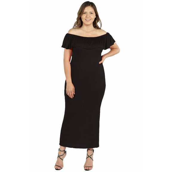 Women’s Plus Size Ruffle Off The Shoulder Maxi Dress