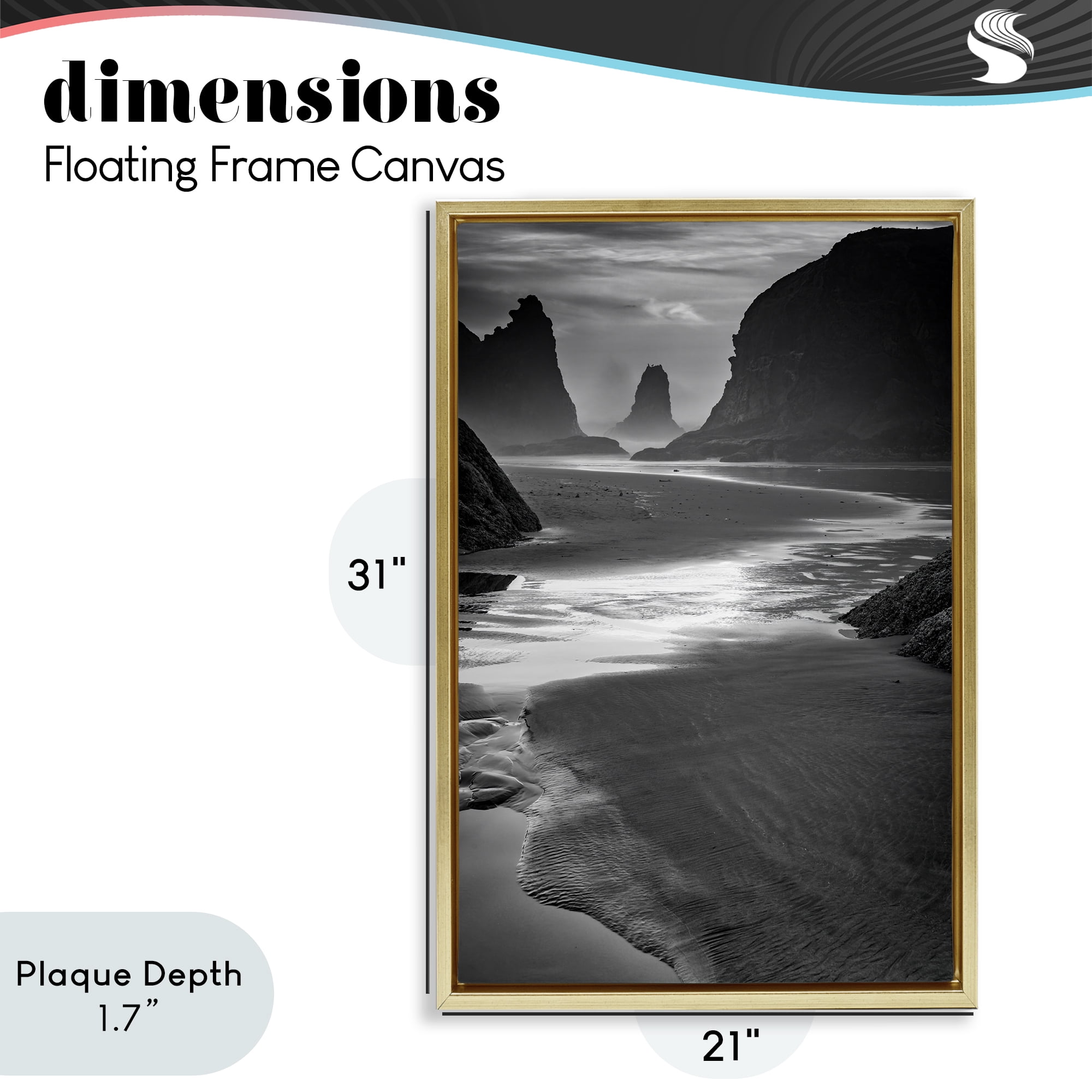 Stupell Industries Last Light On Bandon Beach Gold Framed Floater Canvas Wall Art, design by Rick Berk