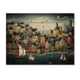 thumbnail image 3 of Designart "Hues of Harbor Dreams by the Coast" Port Landscape Print on Natural Pine Wood, 3 of 5