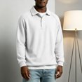 thumbnail image 7 of Knit Polo Shirts Mens Long Sleeve Casual Polo Sweaters Shirt Waffle Textured Collared Sweater White M, 7 of 7