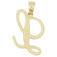 thumbnail image 2 of 10K Solid Real Yellow Gold Personalized Cursive L Initial Pendant Necklace, Available in Different Letters Charm with Diamond Cut Gifts for Her with 18" Gold Chain, 2 of 3