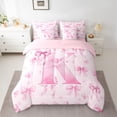 thumbnail image 2 of Castle Fairy Bow Letter Monogrammed K Bedding Comforter Set,Cute Queen Bedding Sets, 2 of 8