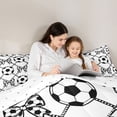 thumbnail image 4 of Castle Fairy Sport Soccer Bow Twin Comforter Sets 2pcs, Geometric Plaid Bedding Set, Black White,1 Comforter and 1 Pillowcase, 4 of 6