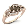 thumbnail image 2 of 0.41 Ctw Marquise Smoky Quartz 925 Sterling Silver Rose Vermeil Three Stone Women Mother's Day Gift Ring, 2 of 3