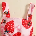 thumbnail image 4 of TOWED22 Newborn Baby Girl Clothes Summer Outfit Short Sleeve Ribbed Romper Floral Suspender Overalls Shorts Set Hot Pink,3-6 M, 4 of 6
