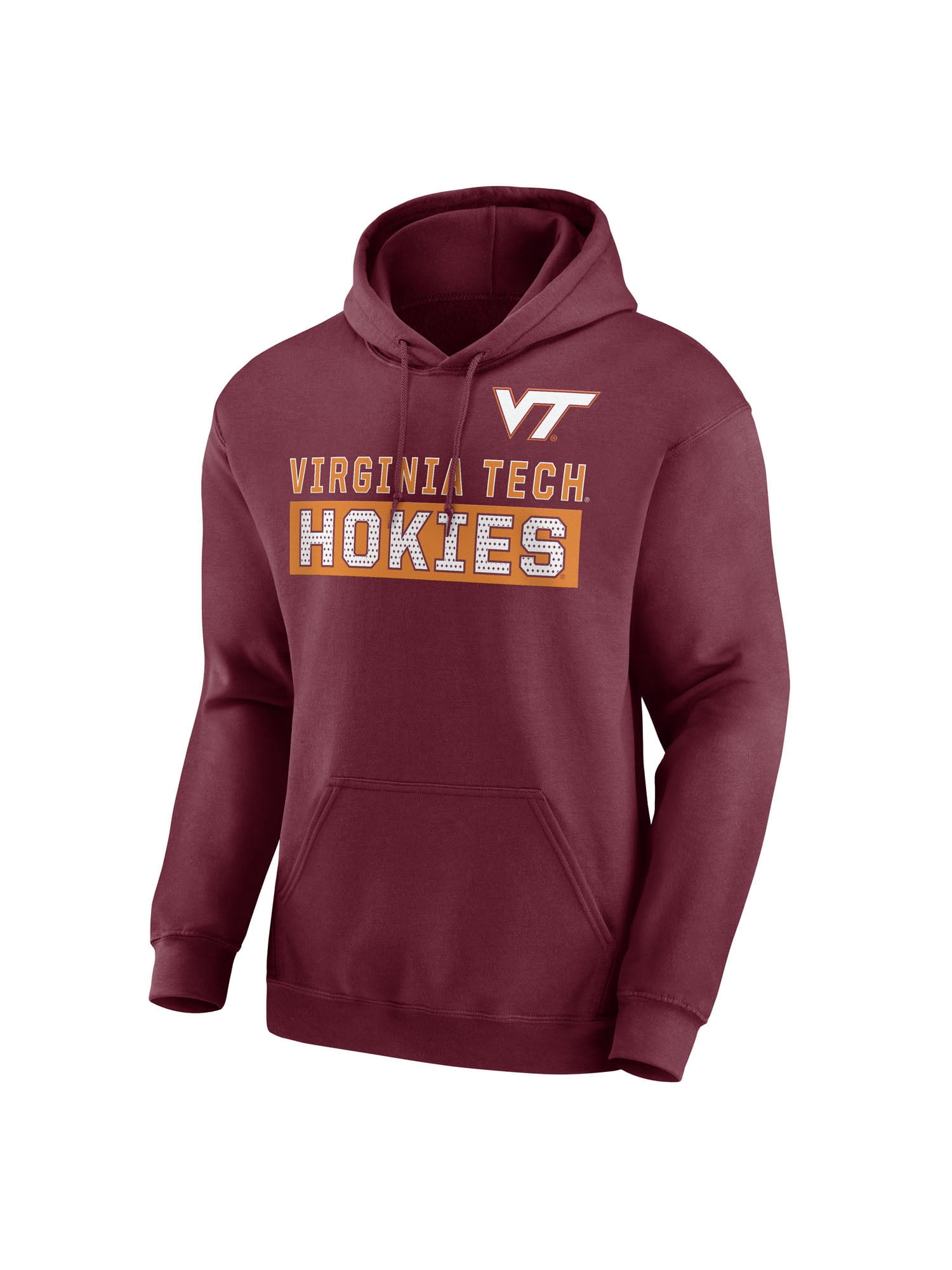 NCAA Virginia Tech Hokies Men's Navy Stacked Cotton Fleece Pullover Hoodie. Up to Size 3XL