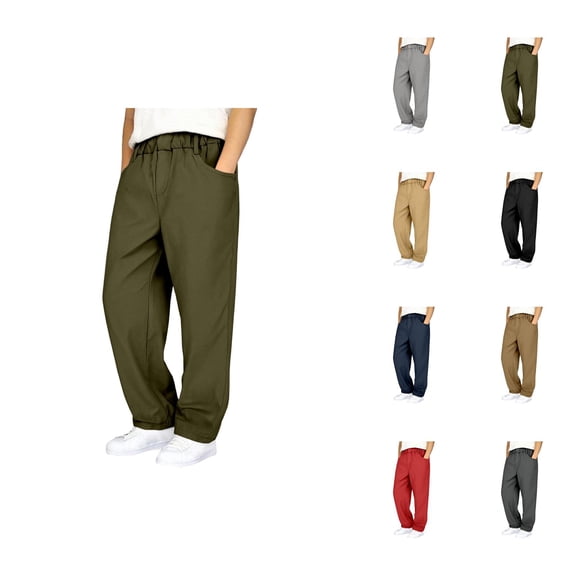 Boys Pants Boys Cargo Pants With Multiple Pockets Straight Leg Durable Twill Fabric Ideal for Daily School Outdoor Activities and Everyday Playwear