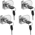 thumbnail image 1 of Glass Door Lock, 4pcs Cam Locks, Glass Door Cabinet Showcase Security Lock For 5-8mm Glass Door Without Drilling (with 8 Keys), 1 of 5