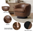 thumbnail image 3 of UIXE PU Leather Swivel Barrel Accent Chair, Comfy Round Upholstered Armchair Reading Chair for Living Room, Barrel Club Chairs Bedroom, Brown, 3 of 7
