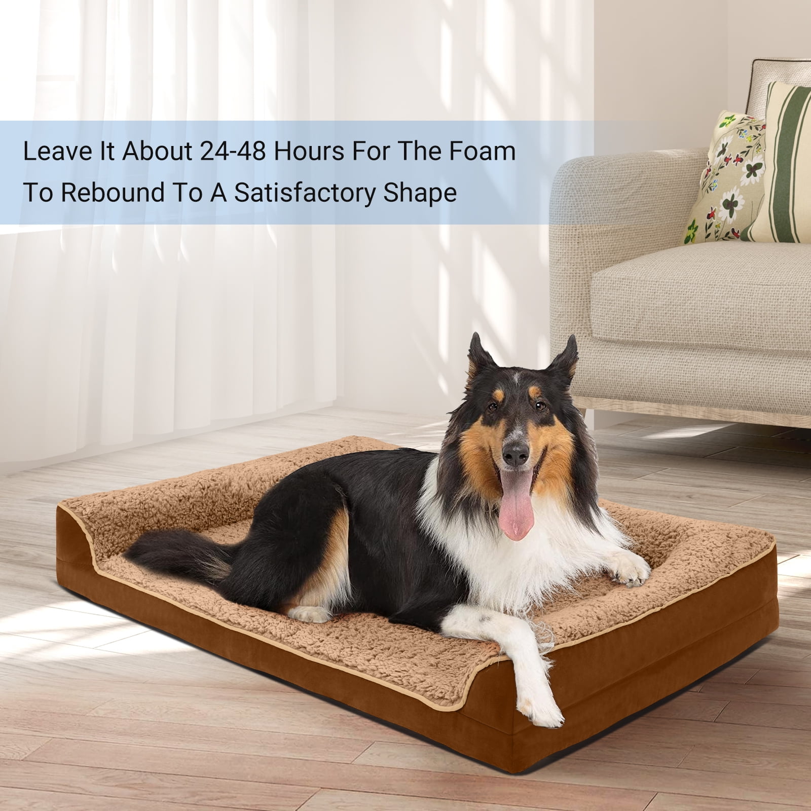 PayUSD Dog Bed for Large Medium Small Dogs Orthopedic Dog Sofa Bed Non Slip Pet Couch with Removable Washable Cover Supportive Egg Crate Foam S to XL, Brown